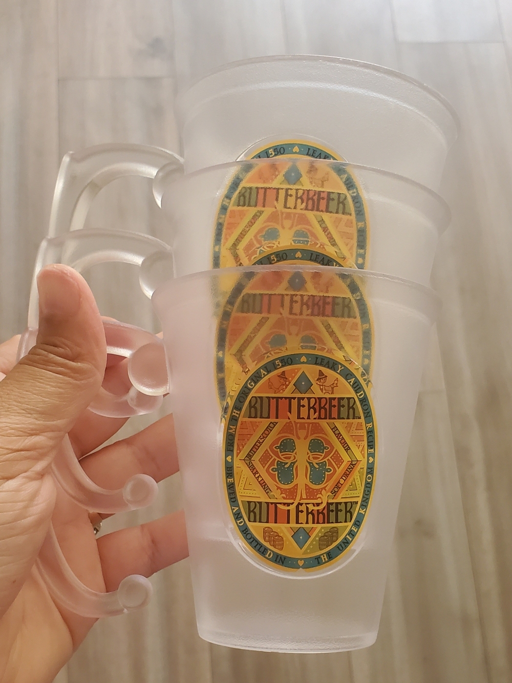 Harry Potter Butterbeer Frosted Plastic Mug Set - Yellow & Teal Label
